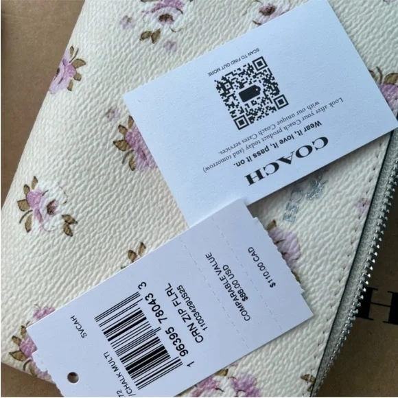 Coach Corner Zip Wristlet With Floral Print # CAL72 - Picture 6 of 6